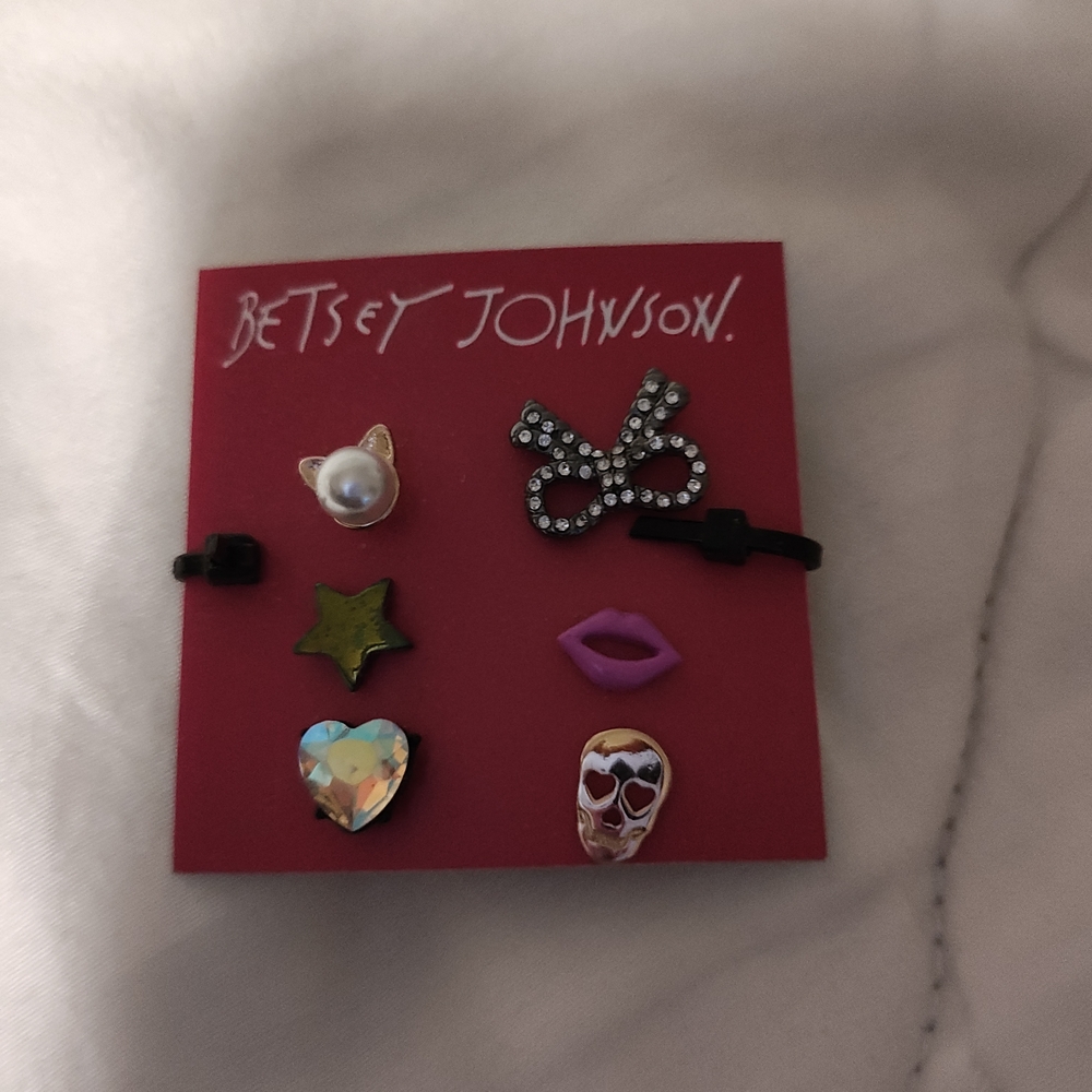 Betsey Johnson Mixed Earring Set with Pink and Gold Accents